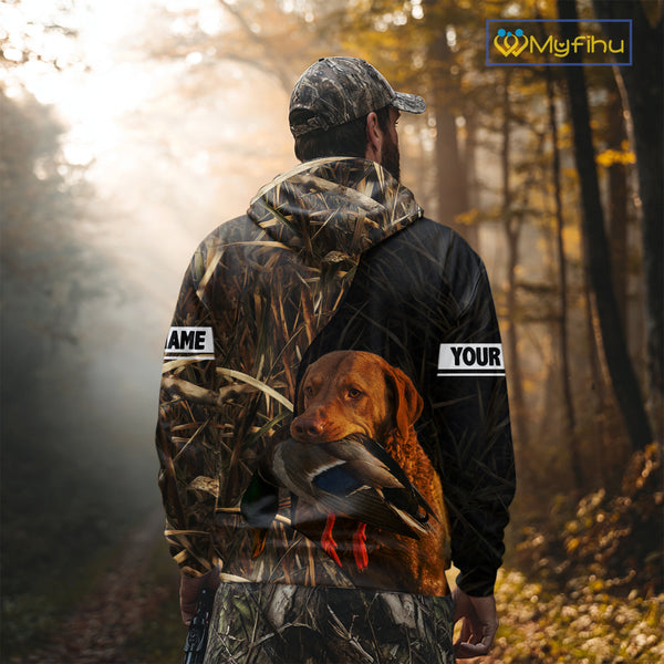 Chesapeake Bay Retriever Duck Hunting Dog Waterfowl Camo Full Printing Shirts, Hunting Gift NHT176