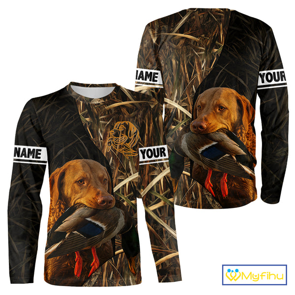 Chesapeake Bay Retriever Duck Hunting Dog Waterfowl Camo Full Printing Shirts, Hunting Gift NHT176