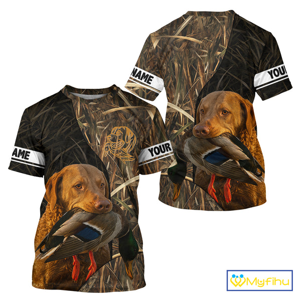 Chesapeake Bay Retriever Duck Hunting Dog Waterfowl Camo Full Printing Shirts, Hunting Gift NHT176