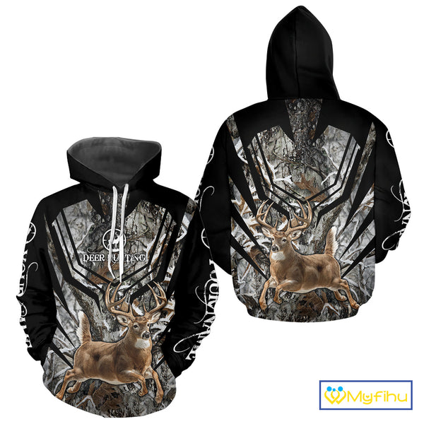 Whitetails Jumping Deer Hunting Camouflage Custom Name Shirts, Best Deer Hunting Camo Winter NHT186