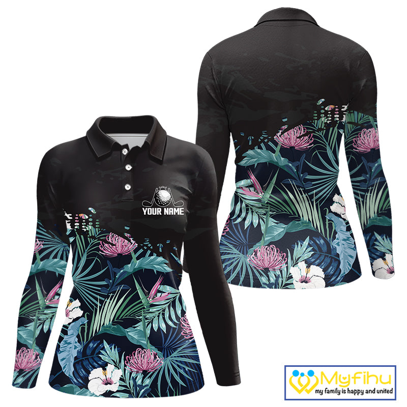Custom Name Tropical Print Polo Shirt – Stylish Animal Print Golf Polo For Womens NHT856