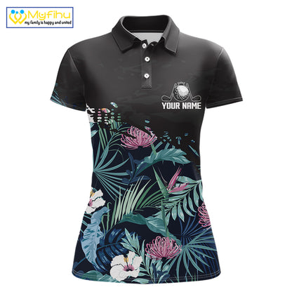 Custom Name Tropical Print Polo Shirt – Stylish Animal Print Golf Polo For Womens NHT856