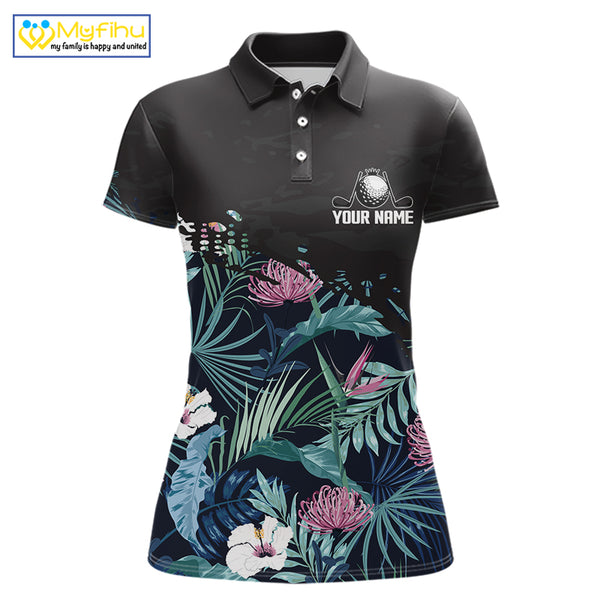 Custom Name Tropical Print Polo Shirt – Stylish Animal Print Golf Polo For Womens NHT856