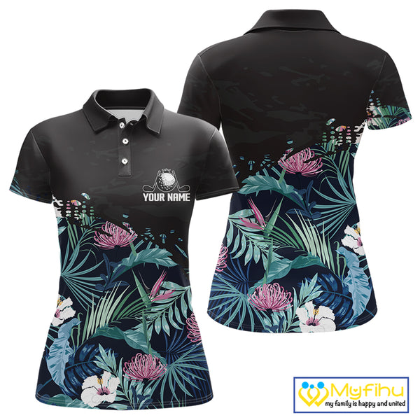 Custom Name Tropical Print Polo Shirt – Stylish Animal Print Golf Polo For Womens NHT856