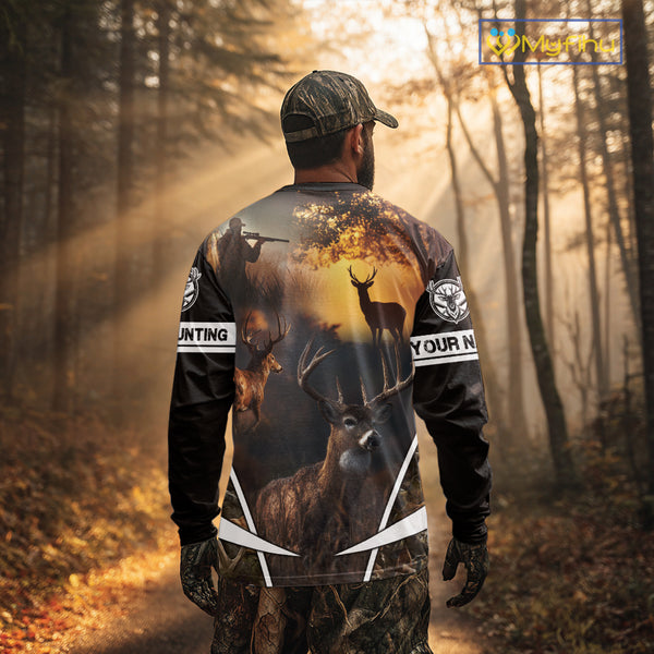 Personalized Deer Hunting Shirt, Custom Name 3D Deer Print, Perfect Gift for Hunters NHT279