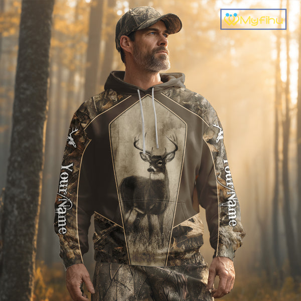 Whitetail Deer Hunting Season Shirt 3D Buck Design Custom Hunting Gift, Deer Hunting Shirt NHT331