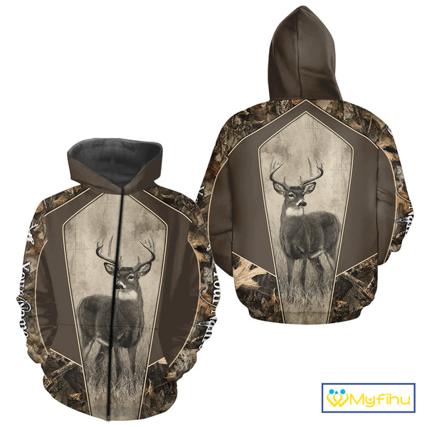 Whitetail Deer Hunting Season Shirt 3D Buck Design Custom Hunting Gift, Deer Hunting Shirt NHT331