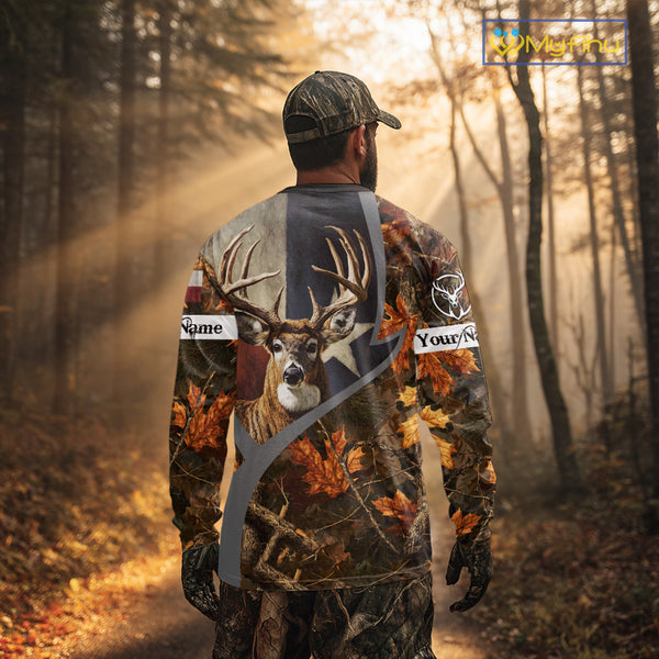 Deer Hunting Shirt-Personalized Texas Flag Camo Forest, Best Gifts for Deer Hunters NHT198