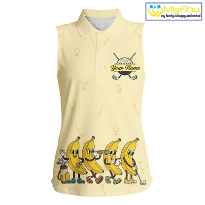 Funny Banana Womens Sleeveless Golf Polo Shirts Team, Women Golf Jerseys For Golfer, Golf Gifts NHT908