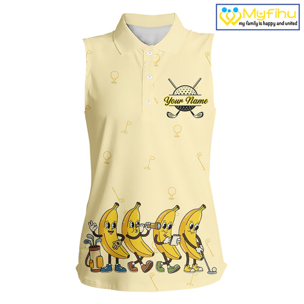 Funny Banana Womens Sleeveless Golf Polo Shirts Team, Women Golf Jerseys For Golfer, Golf Gifts NHT908