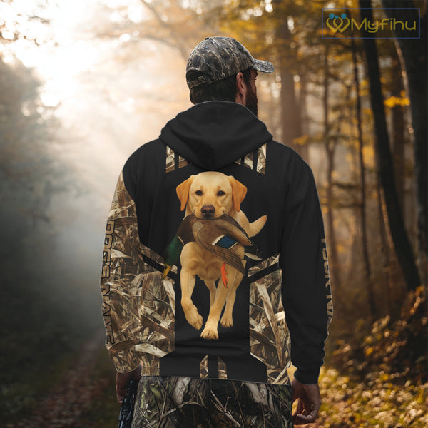 Personalized Yellow Lab Duck Hunting Custom Name All Over Print Shirt, Duck Hunting Gifts NHT241
