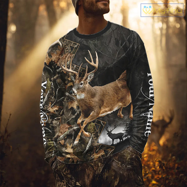 Customized Name Whitetail Deer Hunting Jump Shirt, Gift for Hunters – NHT315