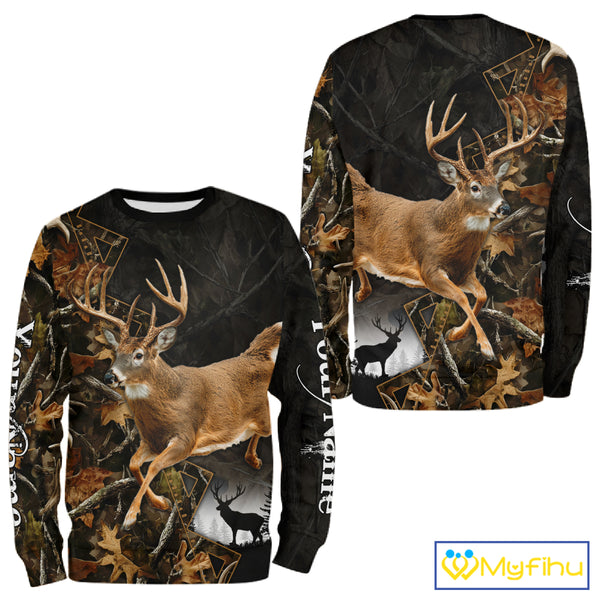 Customized Name Whitetail Deer Hunting Jump Shirt, Gift for Hunters – NHT315