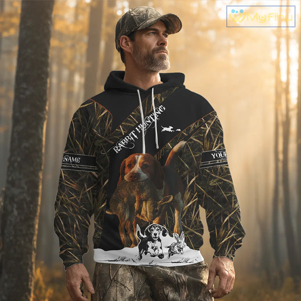 Custom Camouflage Rabbit Hunting With Beagle Dog For Hunter, Rabbit Hunting Gifts NHT270