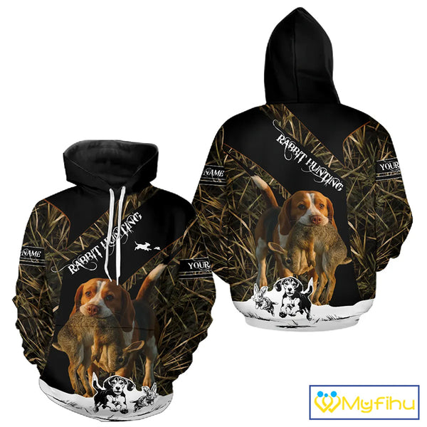 Custom Camouflage Rabbit Hunting With Beagle Dog For Hunter, Rabbit Hunting Gifts NHT270