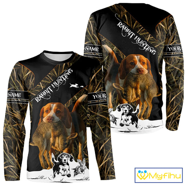 Custom Camouflage Rabbit Hunting With Beagle Dog For Hunter, Rabbit Hunting Gifts NHT270
