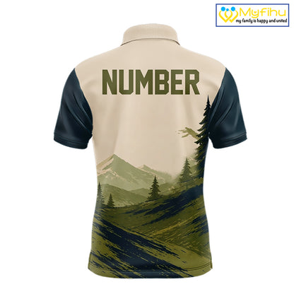 Green Sunset Customized Mens Disc Golf Polo Shirt Number Disc Golf Tops For Men NHT833