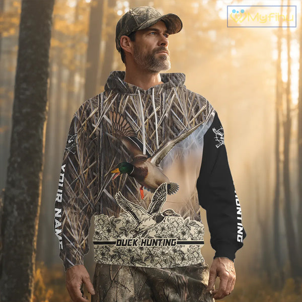 Best Mallard Duck Hunting Shirts, Customized Name All Over Print Shirts For Hunters NHT272