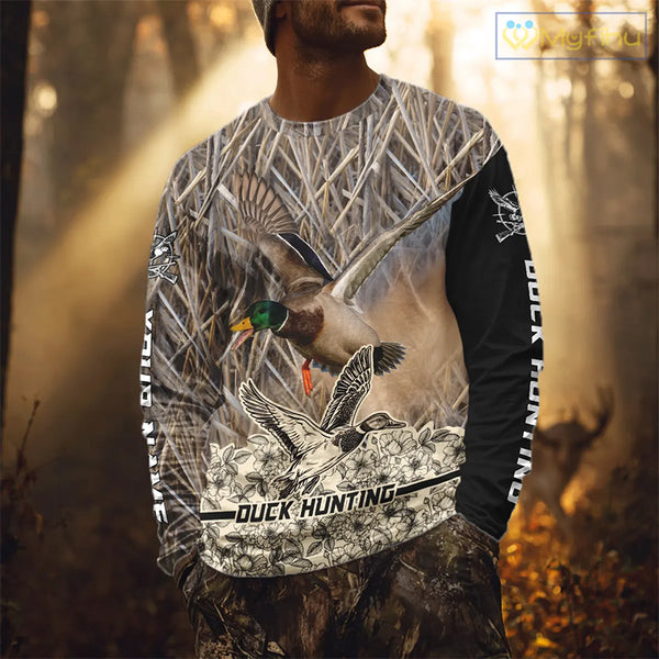 Best Mallard Duck Hunting Shirts, Customized Name All Over Print Shirts For Hunters NHT272