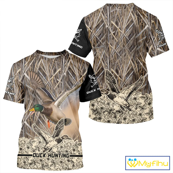 Best Mallard Duck Hunting Shirts, Customized Name All Over Print Shirts For Hunters NHT272