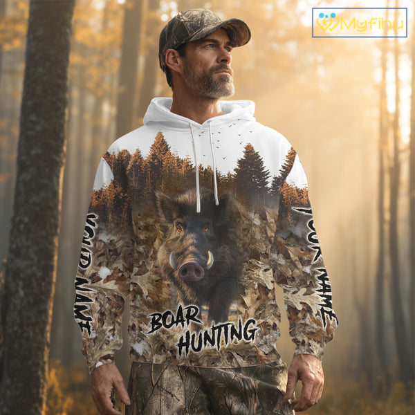 Beautiful Wild Boar Hunting Camouflage Custom Name Shirts for Hunter Gift For Hunter NHT102