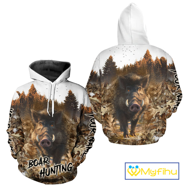 Beautiful Wild Boar Hunting Camouflage Custom Name Shirts for Hunter Gift For Hunter NHT102