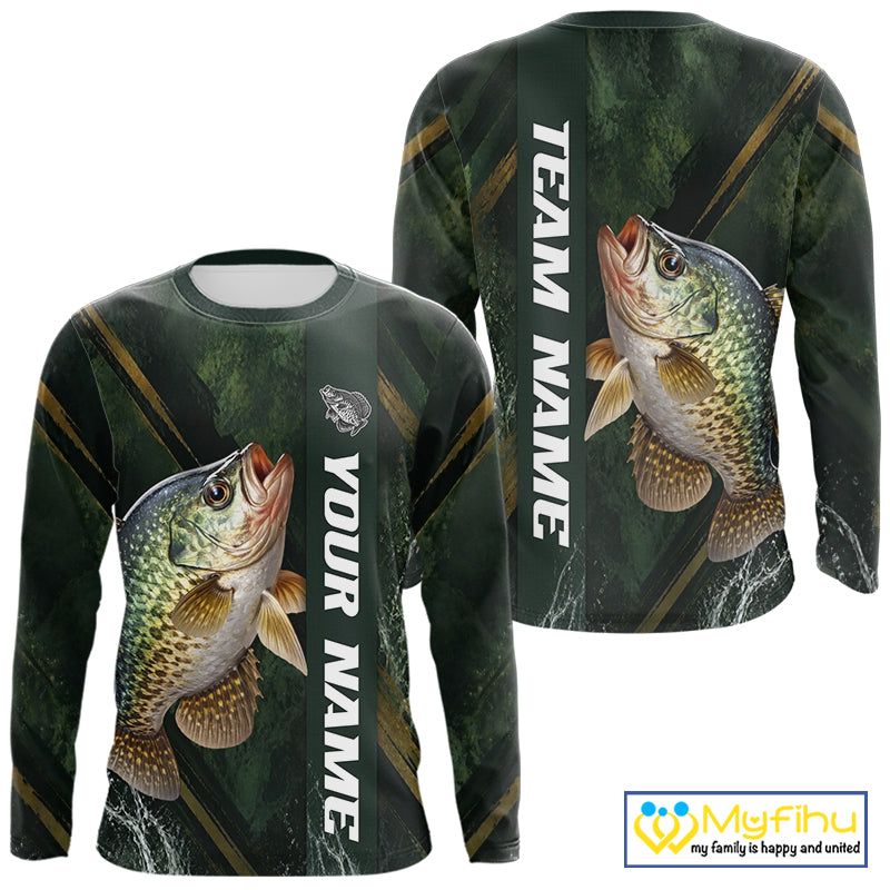 Personalized Crappie Fishing Jersey – Green Angler Shirt Custom Name, Fishing Gift For Men NHT875