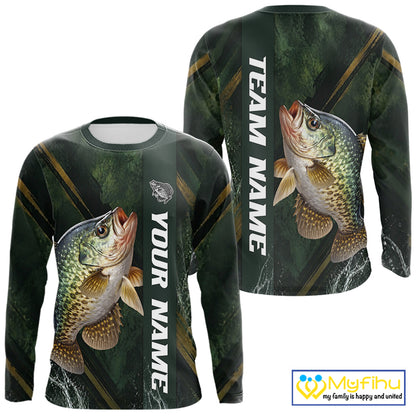 Personalized Crappie Fishing Jersey – Green Angler Shirt Custom Name, Fishing Gift For Men NHT875