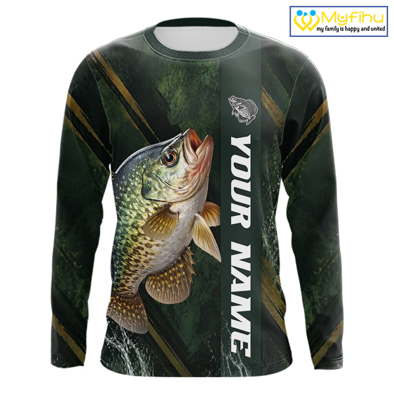 Personalized Crappie Fishing Jersey – Green Angler Shirt Custom Name, Fishing Gift For Men NHT875