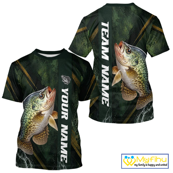 Personalized T-Shirts Crappie Fishing Jersey – Green Angler Shirt Custom Name, Fishing Gift For Men NHT875