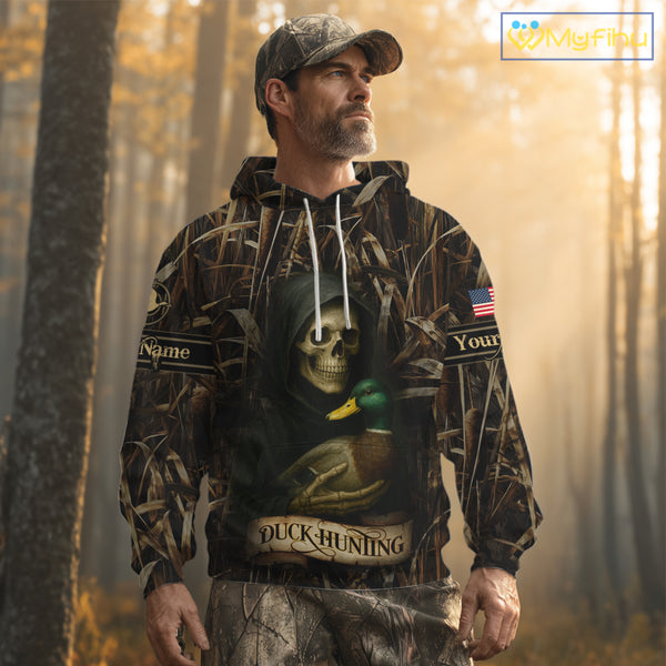 Duck Hunting Camouflage US Flag Custom 3D All Over Printed Shirts Personalized Hunting gift NHT106