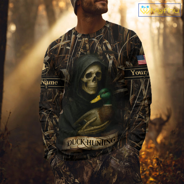 Duck Hunting Camouflage US Flag Custom 3D All Over Printed Shirts Personalized Hunting gift NHT106