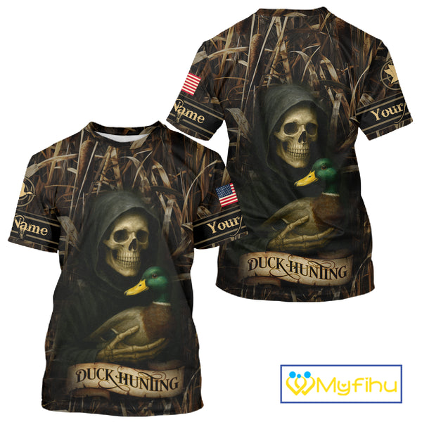 Duck Hunting Camouflage US Flag Custom 3D All Over Printed Shirts Personalized Hunting gift NHT106