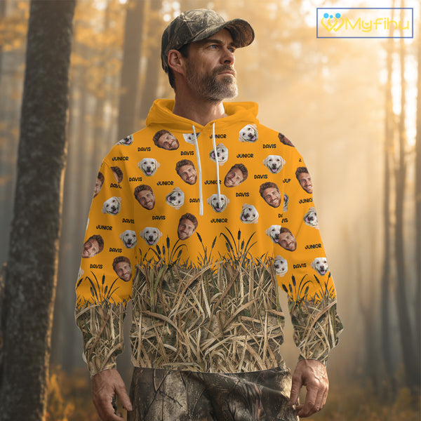 Custom Duck Hunting Shirt – Hunter & Dog Face and Name, Funny Personalized Gift NHT291