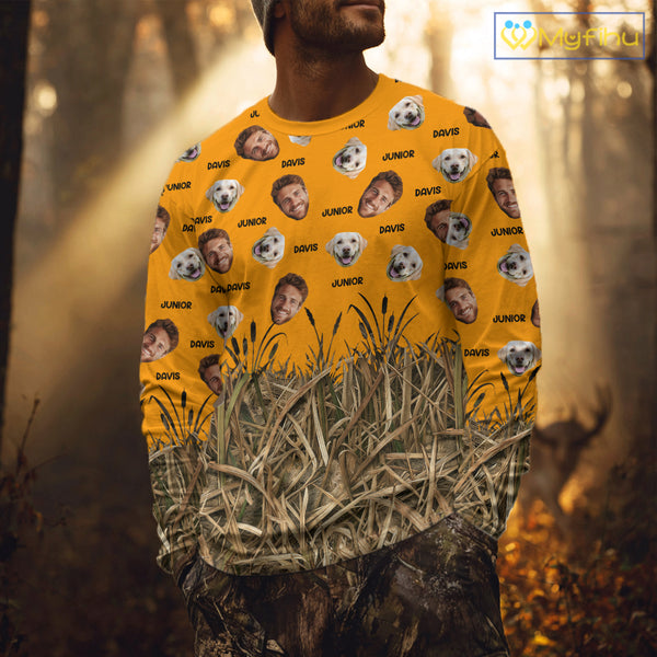 Custom Duck Hunting Shirt – Hunter & Dog Face and Name, Funny Personalized Gift NHT291