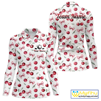 Funny Golf Polo Shirt For Womens Cherry Pattern Summer Sport Top For Team NHT881