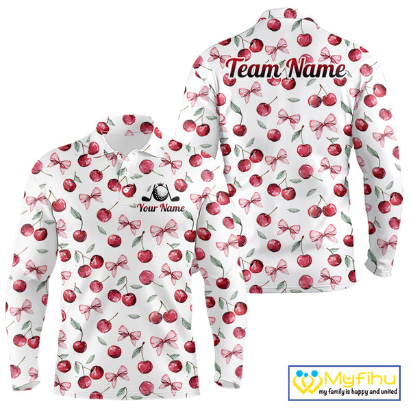 Funny Golf Polo Shirt For Mens Cherry Pattern Summer Sport Top For Team NHT881