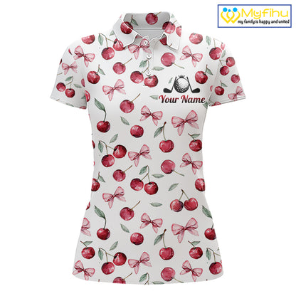 Funny Golf Polo Shirt For Womens Cherry Pattern Summer Sport Top For Team NHT881
