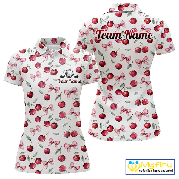 Funny Golf Polo Shirt For Womens Cherry Pattern Summer Sport Top For Team NHT881