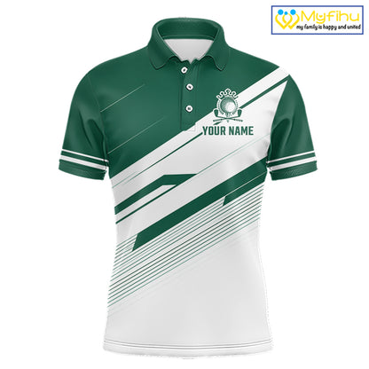 Green And White Mens Golf Polo Shirt Custom Name Golf Shirts For Team Personalized Golf Top NHT882