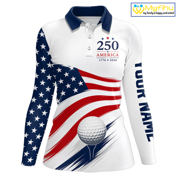 America 250Th Anniversary Womens Golf Polo Shirts, Patriotic Team Golf Jerseys NHT885