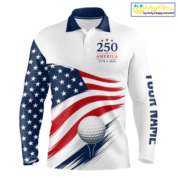 America 250Th Anniversary Mens Golf Polo Shirts, Patriotic Team Golf Jerseys NHT885