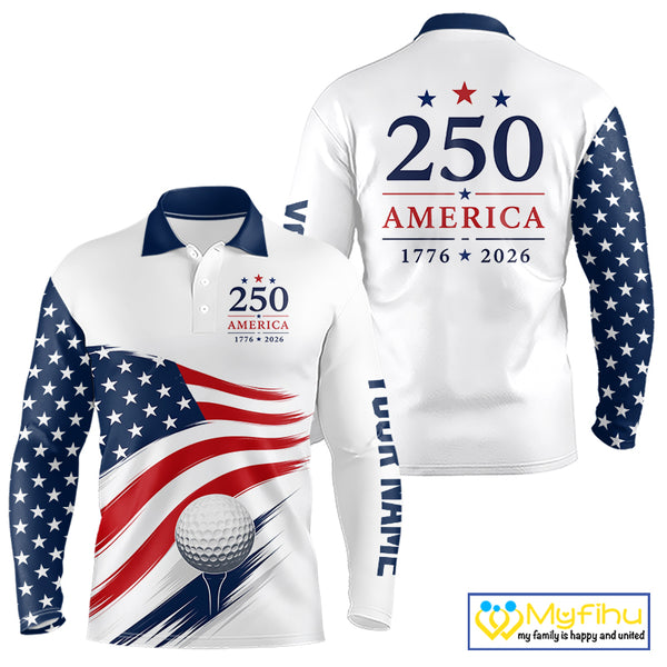 America 250Th Anniversary Mens Golf Polo Shirts, Patriotic Team Golf Jerseys NHT885