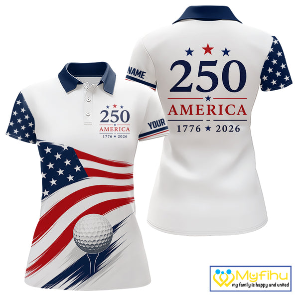 America 250Th Anniversary Womens Golf Polo Shirts, Patriotic Team Golf Jerseys NHT885