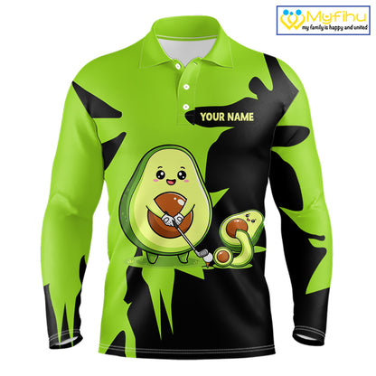 Green Golf Jerseys Funny Avocado Golf Shirts For Men Custom Golf Team Shirts For Golfers NHT893