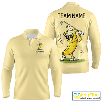 Funny Banana Mens Golf Polo Shirt, Custom Golf Polo For Men, Golf Apparel Gift For Golf Lovers NHT905