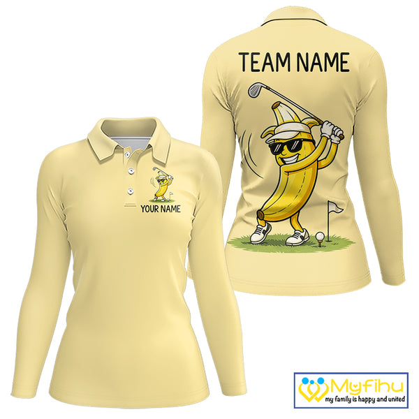Funny Banana Womens Golf Polo Shirt, Custom Golf Polo For Women, Golf Apparel Gift For Golf Lovers NHT905