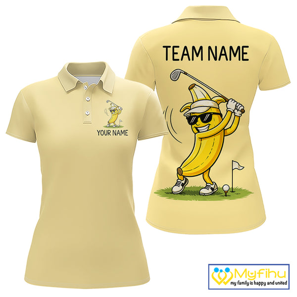 Funny Banana Womens Golf Polo Shirt, Custom Golf Polo For Women, Golf Apparel Gift For Golf Lovers NHT905