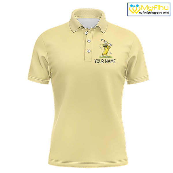 Funny Banana Mens Golf Polo Shirt, Custom Golf Polo For Men, Golf Apparel Gift For Golf Lovers NHT905