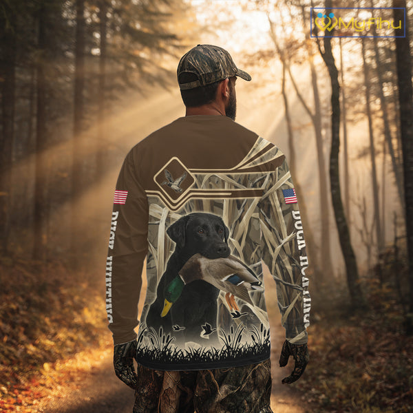 Mallard Duck Hunting Camouflage Shirt With Black Labrador Retriever, Duck Hunting Season NHT119